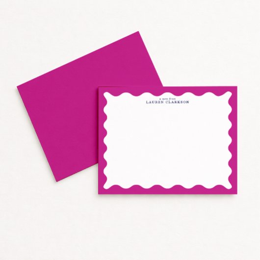 Carte de note rose framboise à cadre ondulé