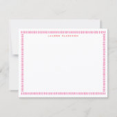 Carte de note rose pâle à bordure rayée peinte à l (Devant)