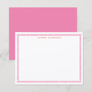 Carte de note rose pâle à bordure rayée peinte à l