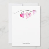 Carte de note rose personnalisée Amour et Cœurs (Devant)