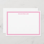 Carte de note rose vif (Devant / Derrière)