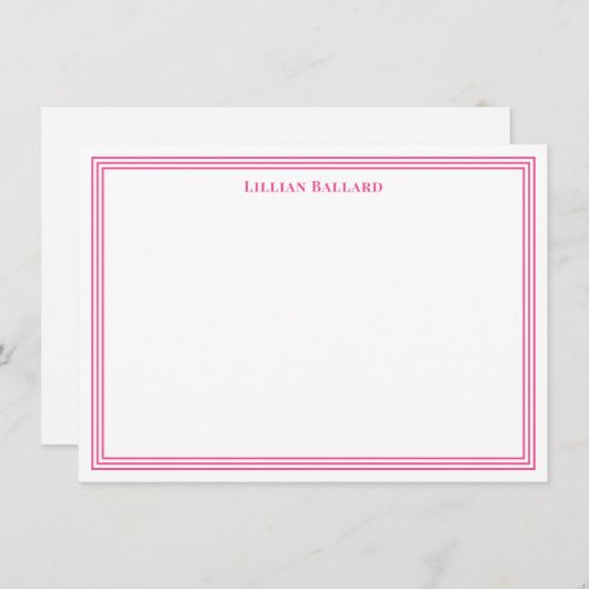 Carte de note rose vif (Devant / Derrière)