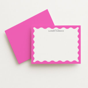 Carte de note rose vif à cadre ondulé