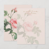 Carte de note Rose Vintage rose pâle (Devant / Derrière)