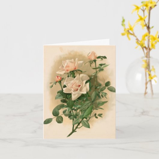 Carte de note Roses roses vintages (Fleur jaune)