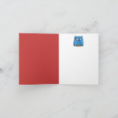 Carte de note rouge Aqua Owl (Intérieur)