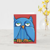 Carte de note rouge Aqua Owl (Fleur jaune)