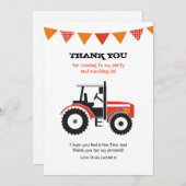 Carte de note rouge de Merci d'anniversaire de (Devant / Derrière)