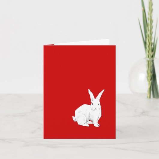 Carte de note rouge lapin (Devant)