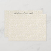 Carte de note RSVP en ivoire en dentelle Damask (Devant / Derrière)