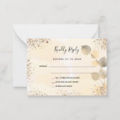 Carte de note RSVP Eucalyptus or mariage de automn (Devant)