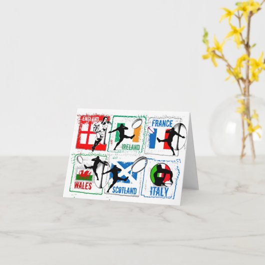 Carte de note Rugby 6 Nations (Fleur jaune)