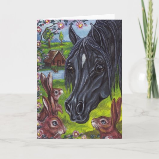 Carte de note sauvage de lapins de CHEVAL NOIR (Devant)