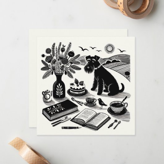 Carte de note Schnauzer moyen (Devant/Arrière en situation)