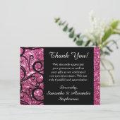 Carte de note scintillante rose de Merci de remous (Debout devant)