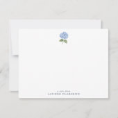 Carte de note simple en bleu avec hydrangea (Devant)
