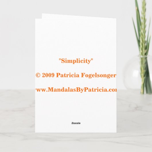 Carte de note "Simplicité" (vide à l'intérieur) (Dos)