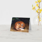 Carte de note somnolente d'art de Fox rouge (Fleur jaune)