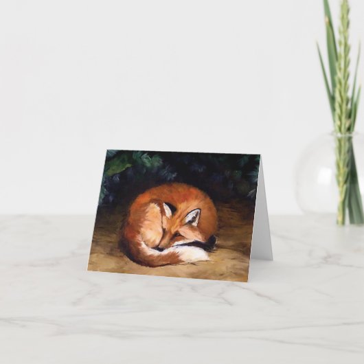 Carte de note somnolente d'art de Fox rouge (Devant)