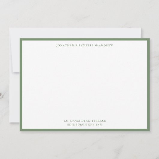 Carte de note standard de bordure verte Sage (Devant)