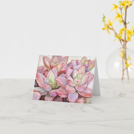 Carte de note succulente rose rosette (Fleur jaune)