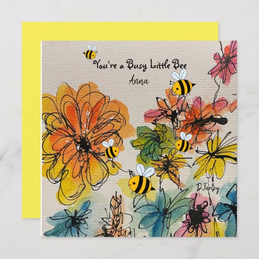 Carte de note sur les abeilles occupées (Devant / Derrière)