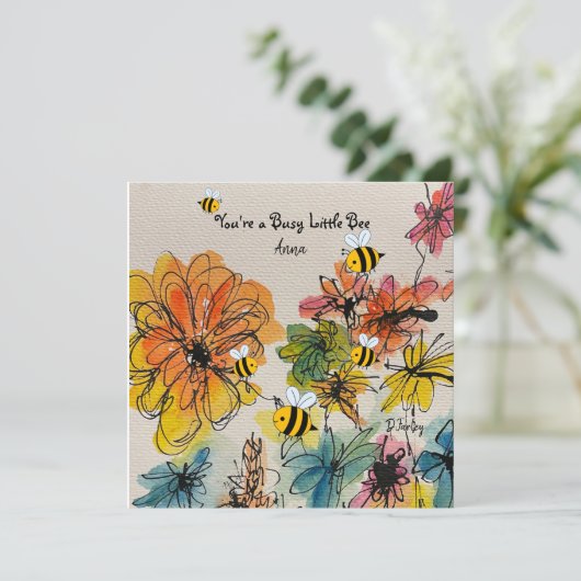 Carte de note sur les abeilles occupées (Debout devant)