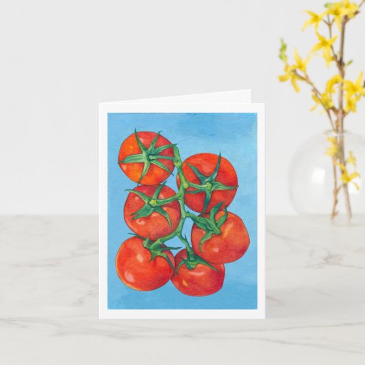 Carte de note sur les tomates rouges (Fleur jaune)