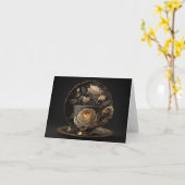 Carte de note Tasse de thé à la rose (Fleur jaune)