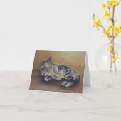 Carte de note tigrée d'art de chat de ventre (Fleur jaune)