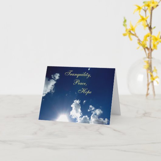 Carte de note Tranquillité Peace Hope Nuages (Fleur jaune)