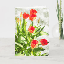 Carte de note Tulipes rouges en floraison