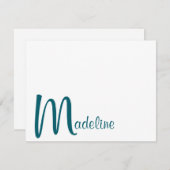Carte de note Turquoise foncée du script de nom de (Devant / Derrière)