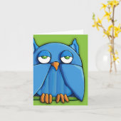 Carte de note verte Aqua Owl (Fleur jaune)