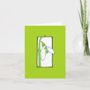 Carte de note verte blanche Snowdrop