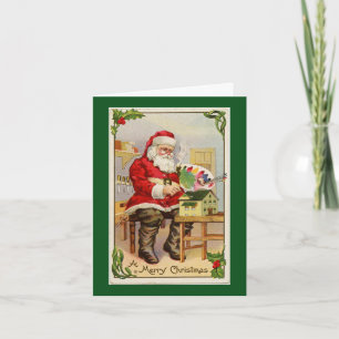 Carte de note verte de l'atelier père Noël