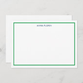 Carte de note verte Kelly Bordure simple (Devant / Derrière)