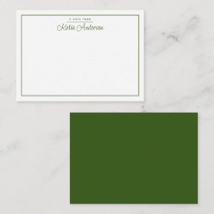Carte de note verte Moss de script Cursive minimal