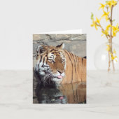 Carte de note verticale blanche du tigre du Bengal (Fleur jaune)