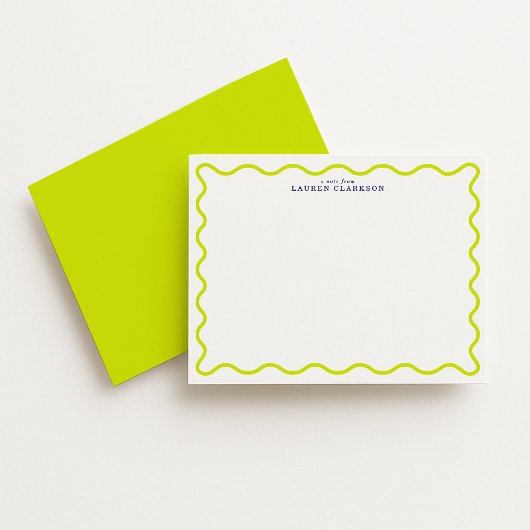 Carte de note vibrante lime à cadre ondulé