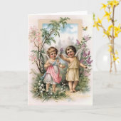 Carte de note victorienne d'anges (Fleur jaune)