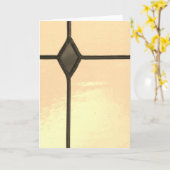 Carte de note vierge avec croix dorée religieuse (Fleur jaune)