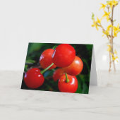 Carte de note vierge : Cerises (Fleur jaune)