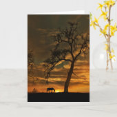 Carte de note vierge Cheval et Chêne (Fleur jaune)