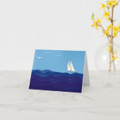 Carte de note vierge de voilier et de vague (Fleur jaune)