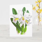 Carte de note vintage blanche orchidée (Fleur jaune)