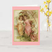 Carte de note vintage d'anges (Fleur jaune)