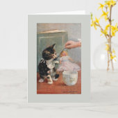 Carte de note vintage Kitten (Fleur jaune)