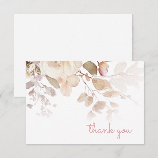 Carte de note vintage rose Merci (Devant / Derrière)