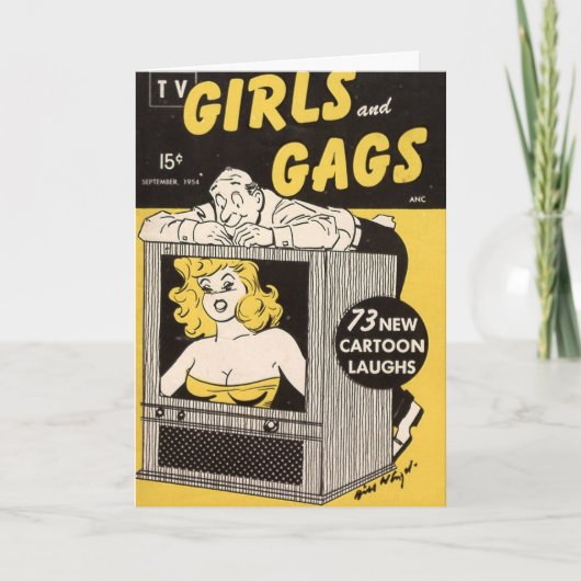 Carte de note vintage "TV Girls and Gags" (Devant)